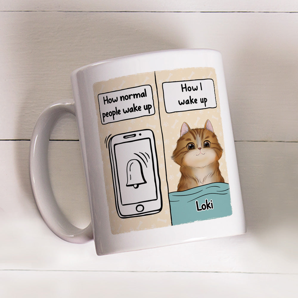 Unique Personalized Custom Coffee Mug for Cat Enthusiasts - How Cat People Wake Up