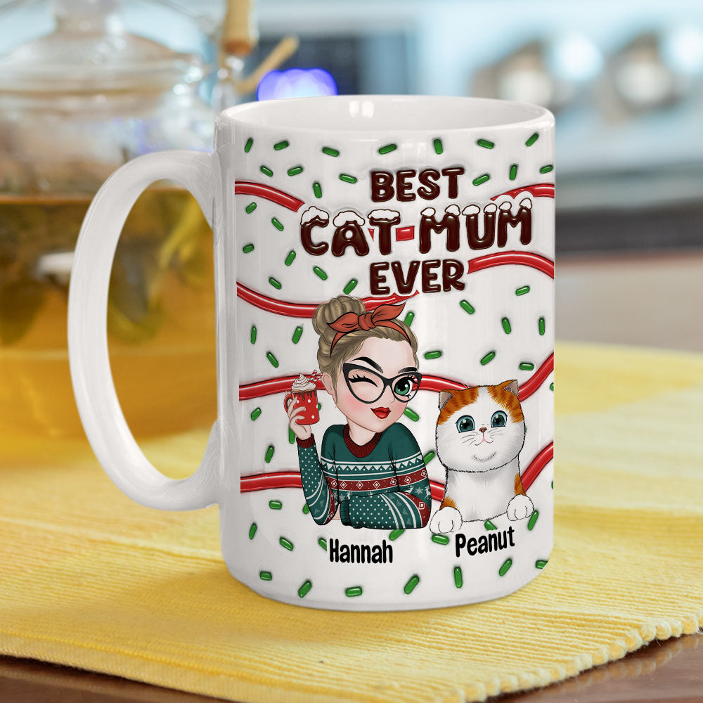 Best Dog and Cat Lover Mom Dad - Personalized Custom 3D Inflated Effect 11oz and 15oz Ceramic Mug