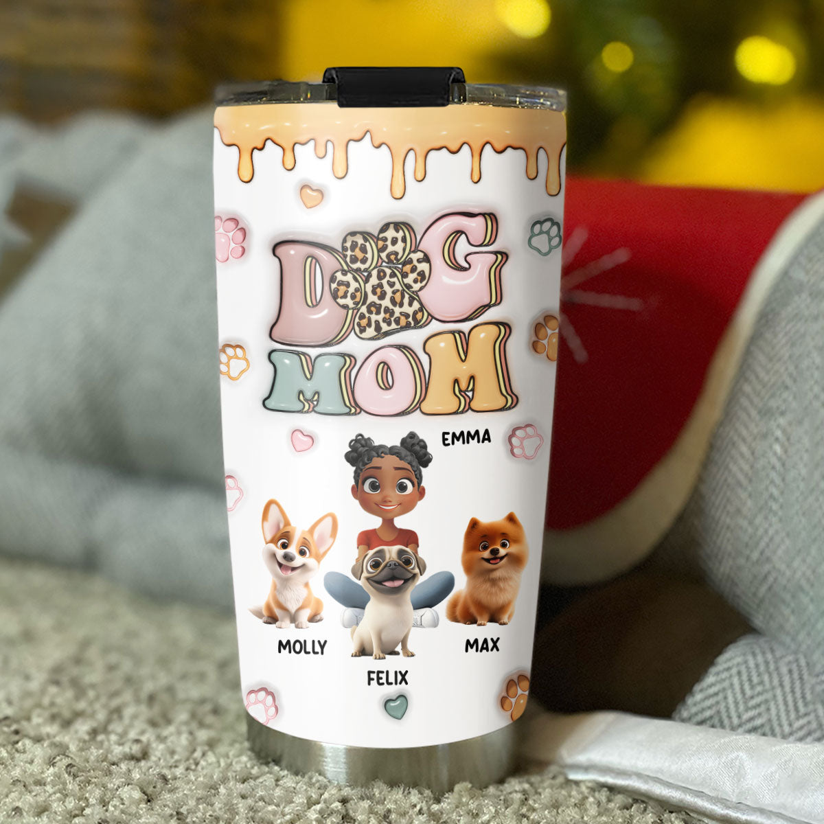 Slay Dog Mama - Personalized Custom 3D Inflated Effect 20oz Stainless Steel Tumbler with Thousands of Cool Designs