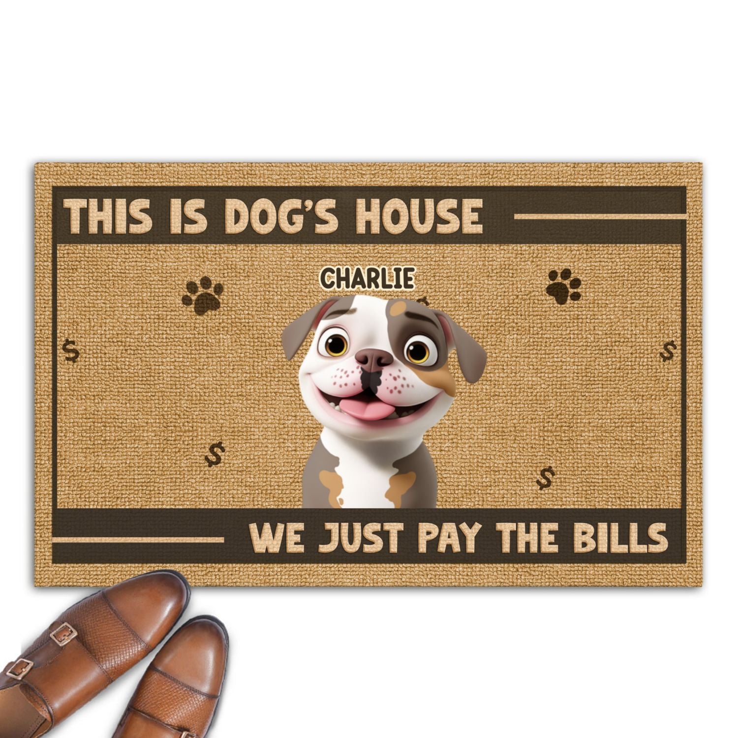 Pay The Bills - Personalized Custom Pet Picture Doormat with Multiple Sizes and Quality Options