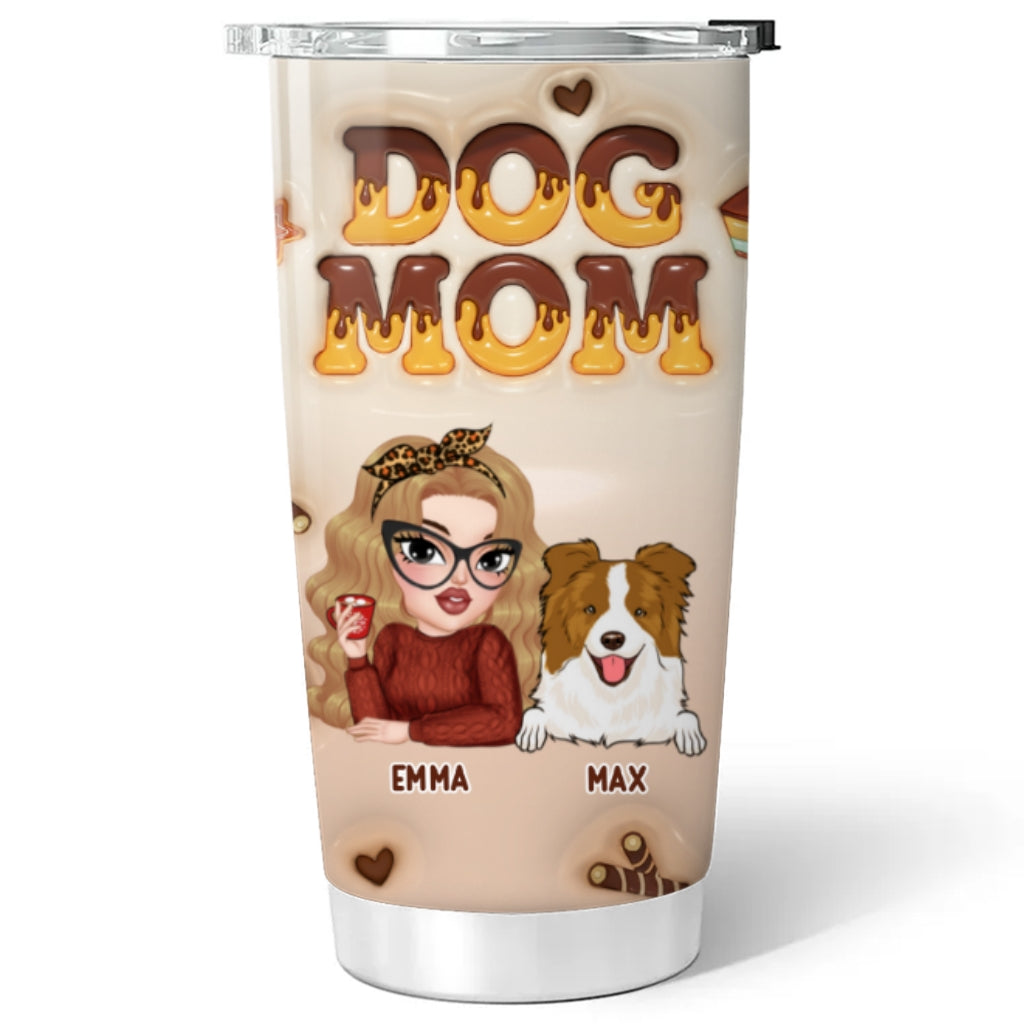 Customizable 3D Inflated Effect Dog Mom Chocolate Tumbler - Personalized & Unique