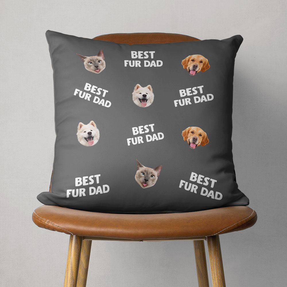 Best Mom Dad Personalized Custom Pet Face Throw Pillow - 12' x 12' and 18' x 18' Sizes