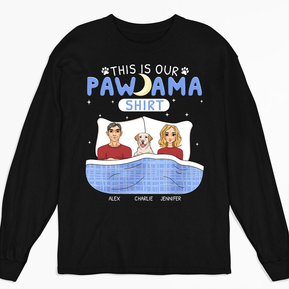 Customizable Pawjama Couple Personalized Long Sleeve Unisex T-shirt for Pet Lovers