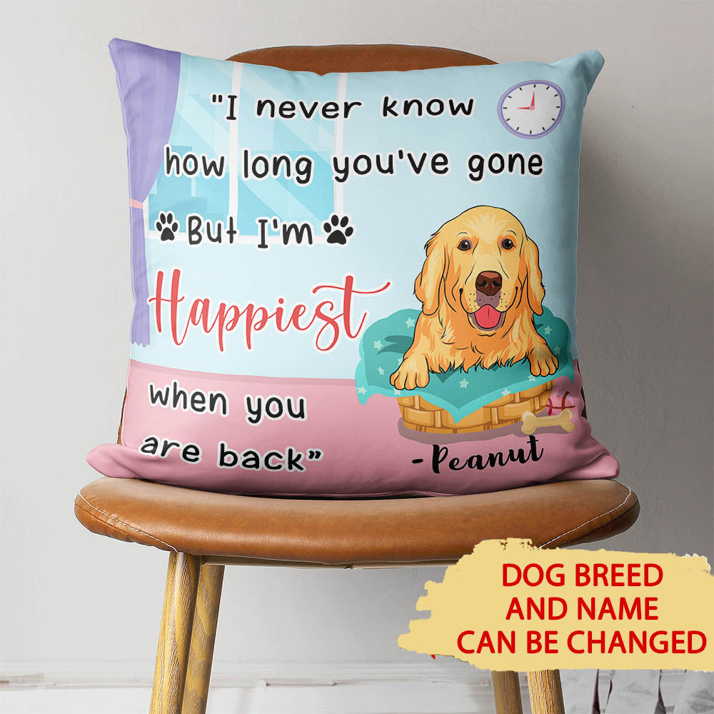 I'm Happiest - Personalized Custom Linen Throw Pillow in 12' x 12' and 18' x 18' Sizes