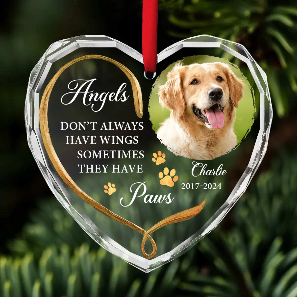 Personalized Custom 8mm Thick 3.07-inch Tall Angels Do Not Have Wings Glass Ornament