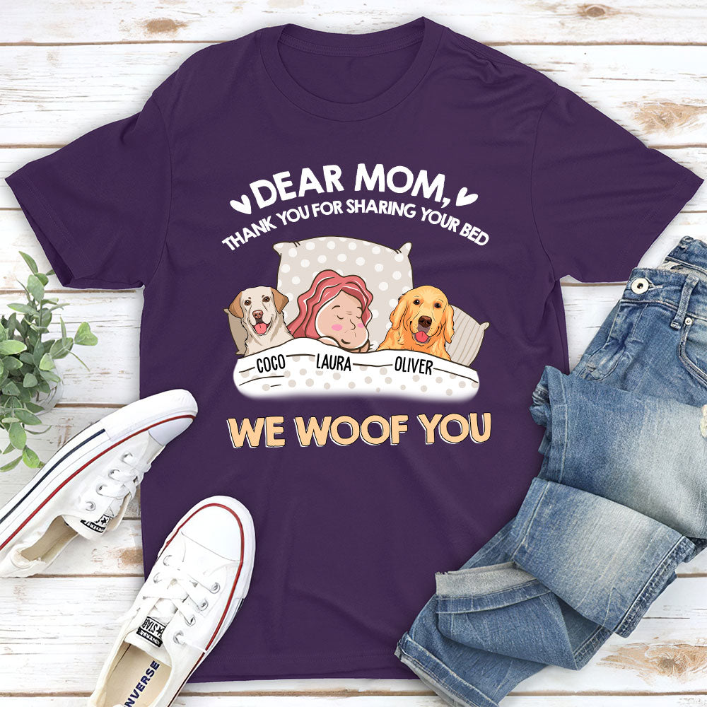 Thank You For Sharing Your Bed - Personalized Custom Unisex 5.3 oz T-shirt for Pet Lovers