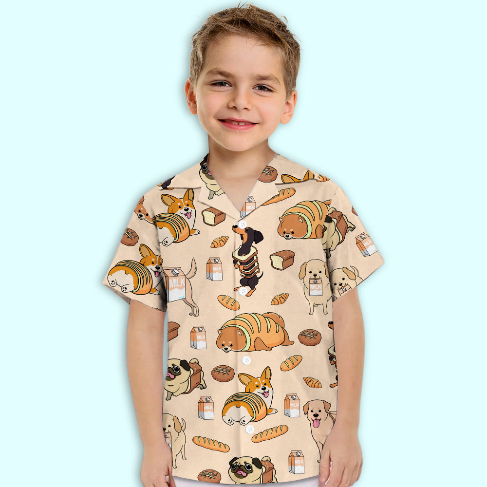 Adorable Dog And Milk Kids Button - up Shirt for Special Occasions