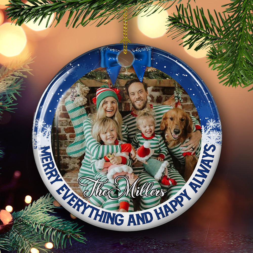 Personalized Custom Christmas Circle Ceramic Ornament - Ideal for Holiday Tree Decor