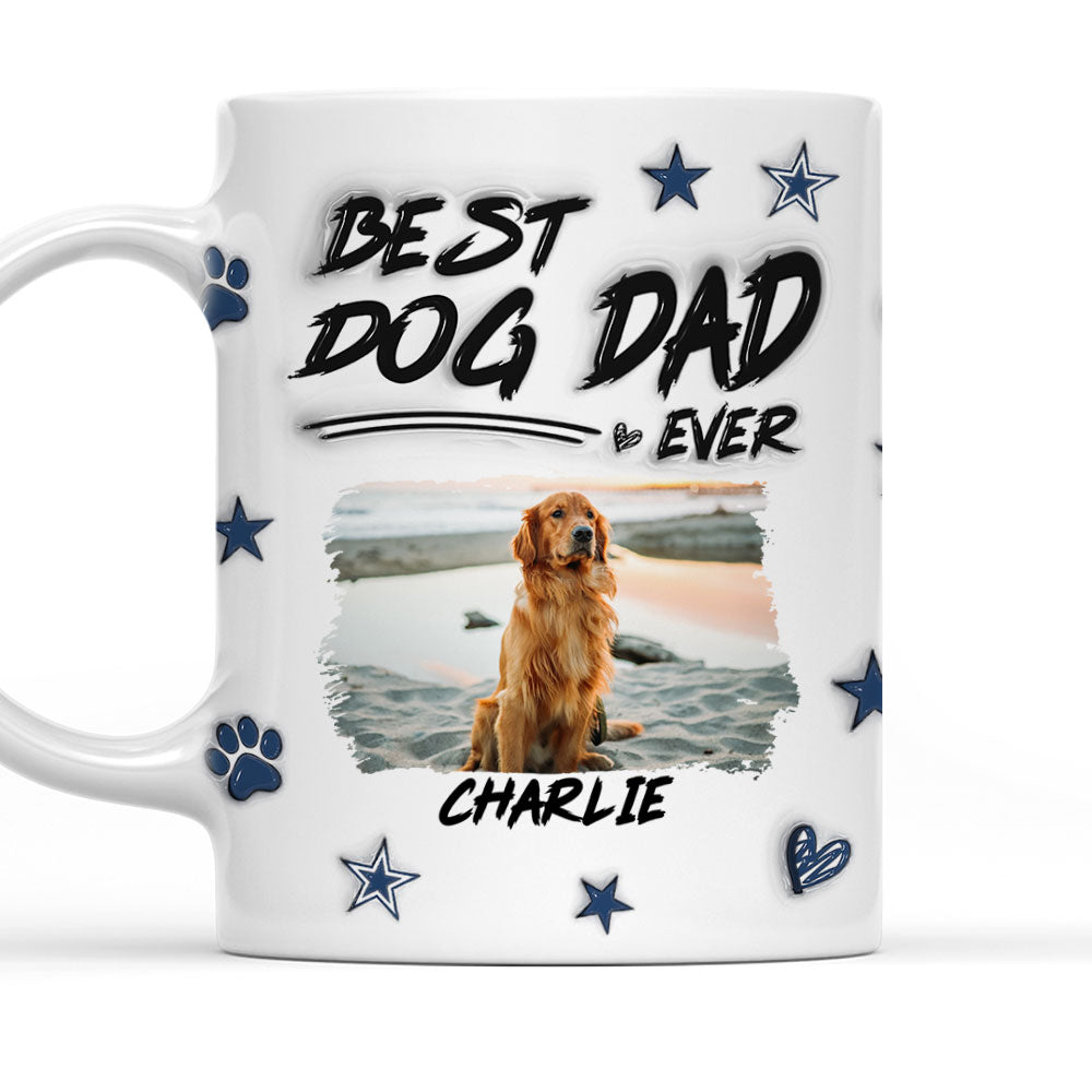 Best Personalized Custom 3D Inflated Effect Dog Dad Line Photo Mug - Ideal Gift for Dog Lovers