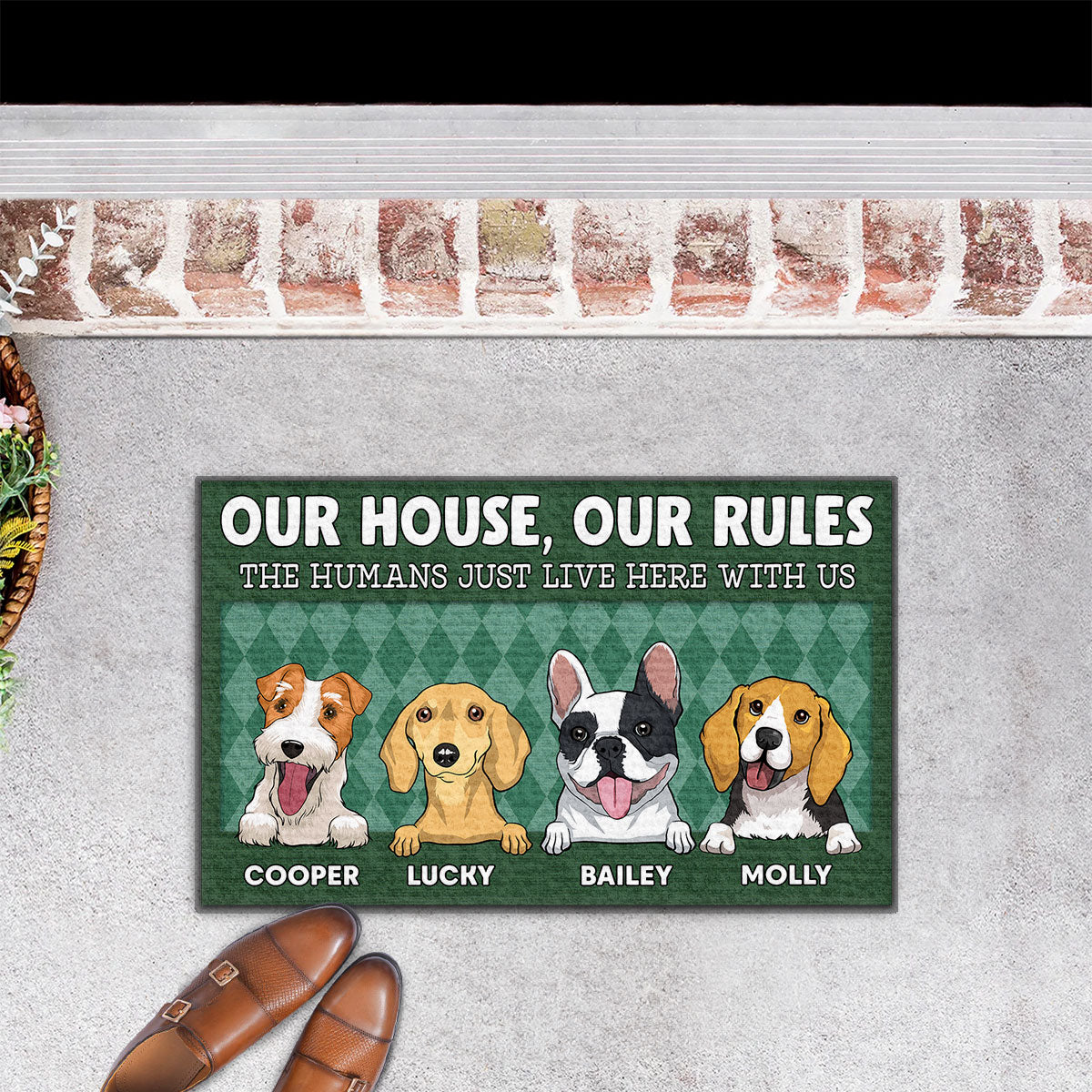 The Humans Live Here - Personalized Custom Doormat with Your Beloved Pet's Picture