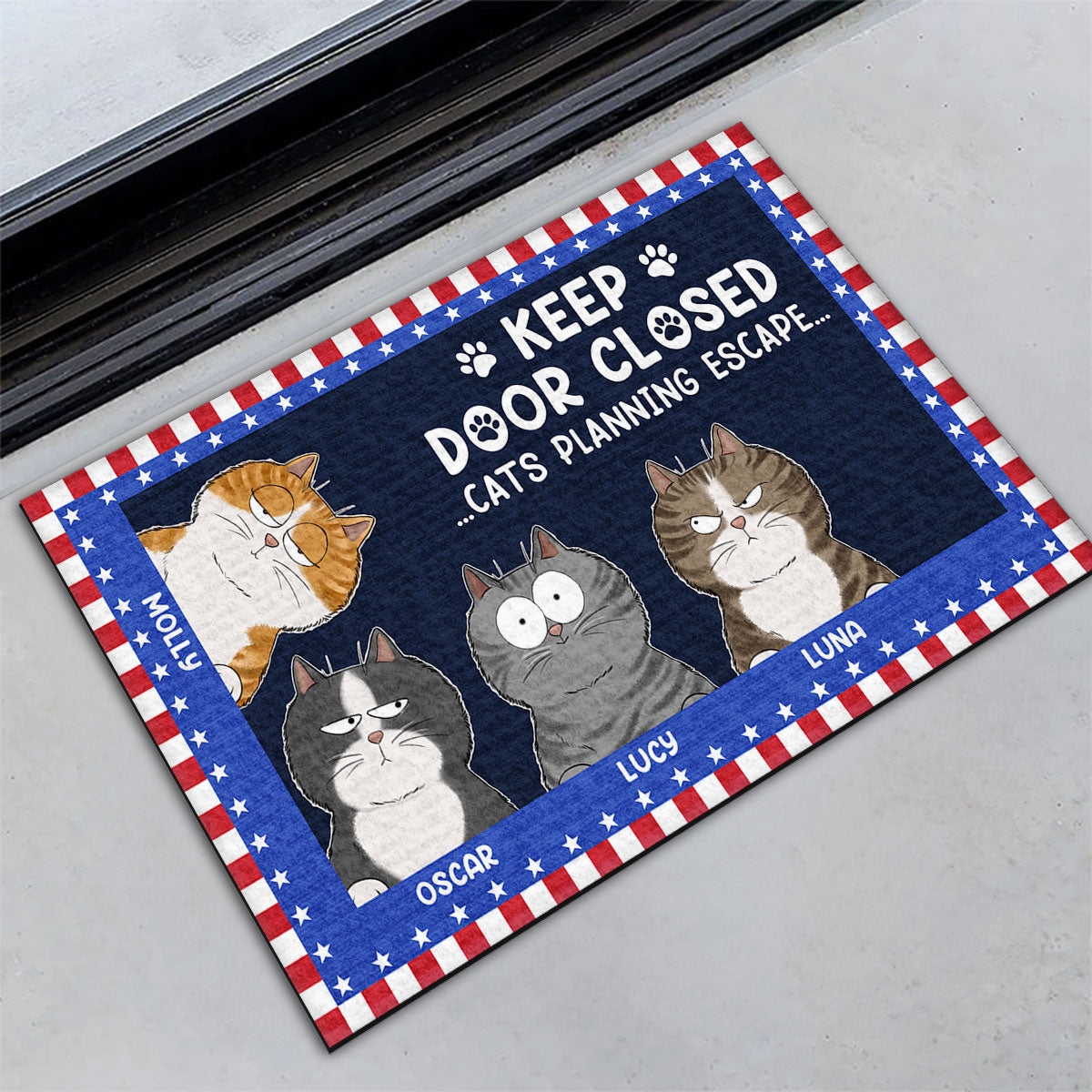 Personalized Custom Doormat - Cats Want To Escape, Ideal for Pet Lovers