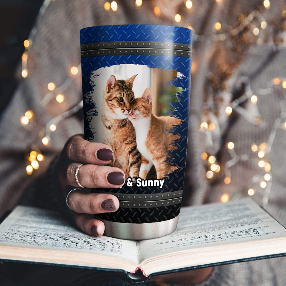 Super Sexy Cat Dad Personalized Custom Photo Tumbler - 20oz High - Quality Stainless Steel