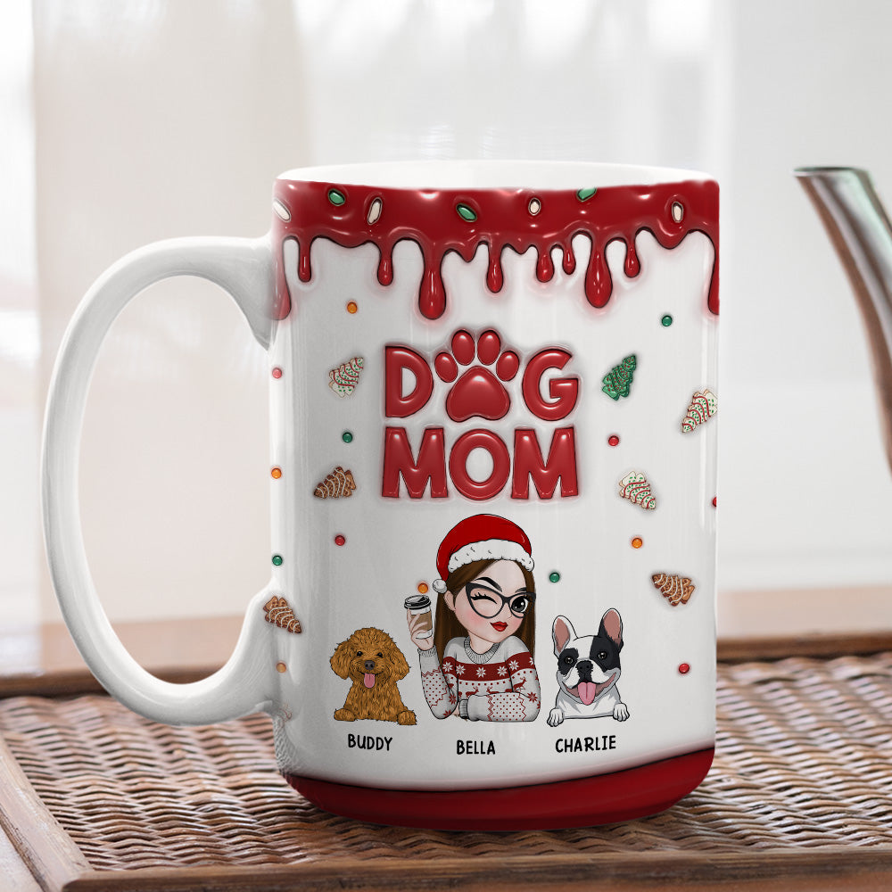 Charming Personalized 3D Inflated Effect Mug for Dog Moms - 11oz