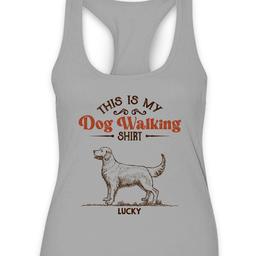 Unique Vintage Personalized Custom Women's Dog Walking Summer Racerback Tank Shirt