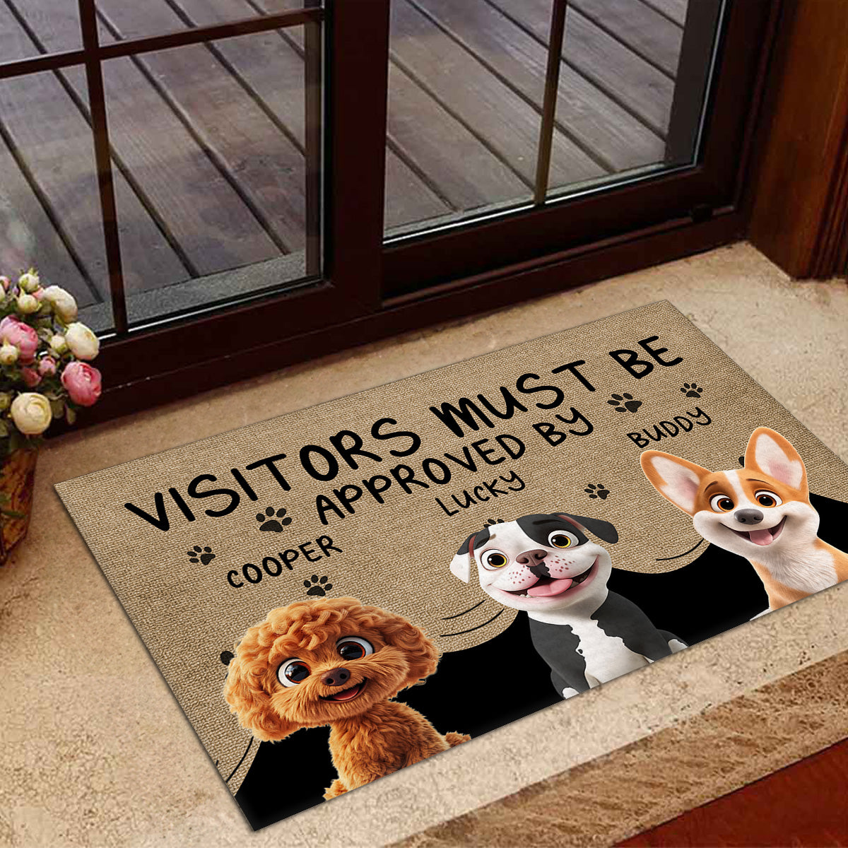 Personalized Custom Doormat - Approved By Dog Cartoon, Ideal for Pet Lovers