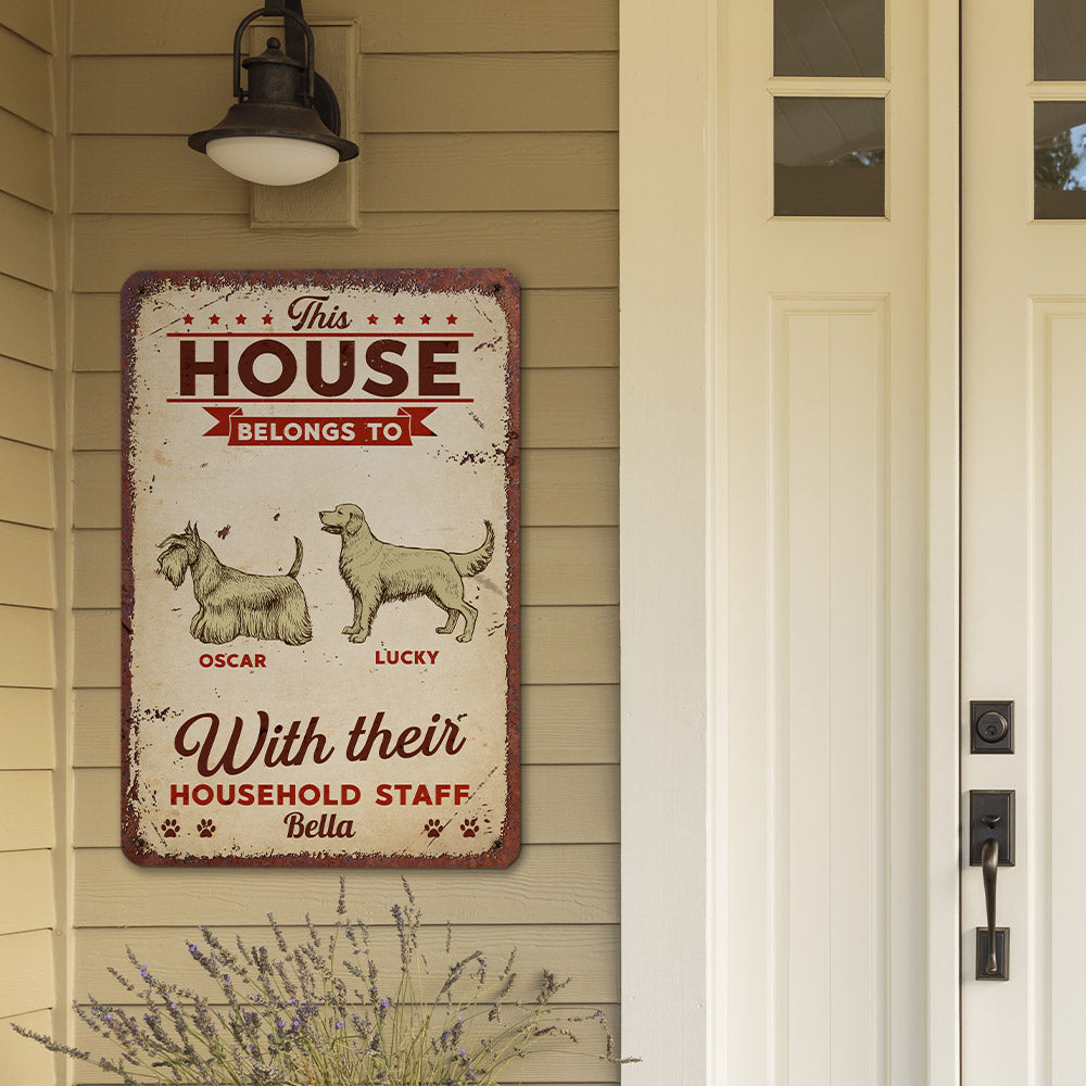 This House Belongs To - Customizable Personalized Metal Sign for Dog Lovers