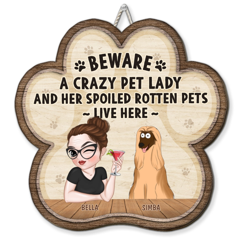 Unique Personalized Custom Wood Sign for Crazy Dog & Dog Lady Lovers