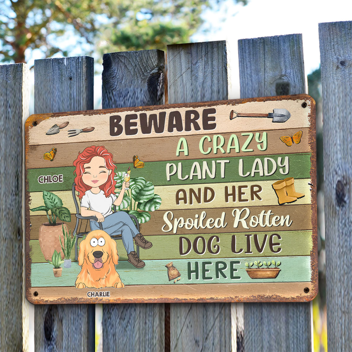 Unique Personalized Custom Metal Sign for Crazy Plant Ladies and Their Pets