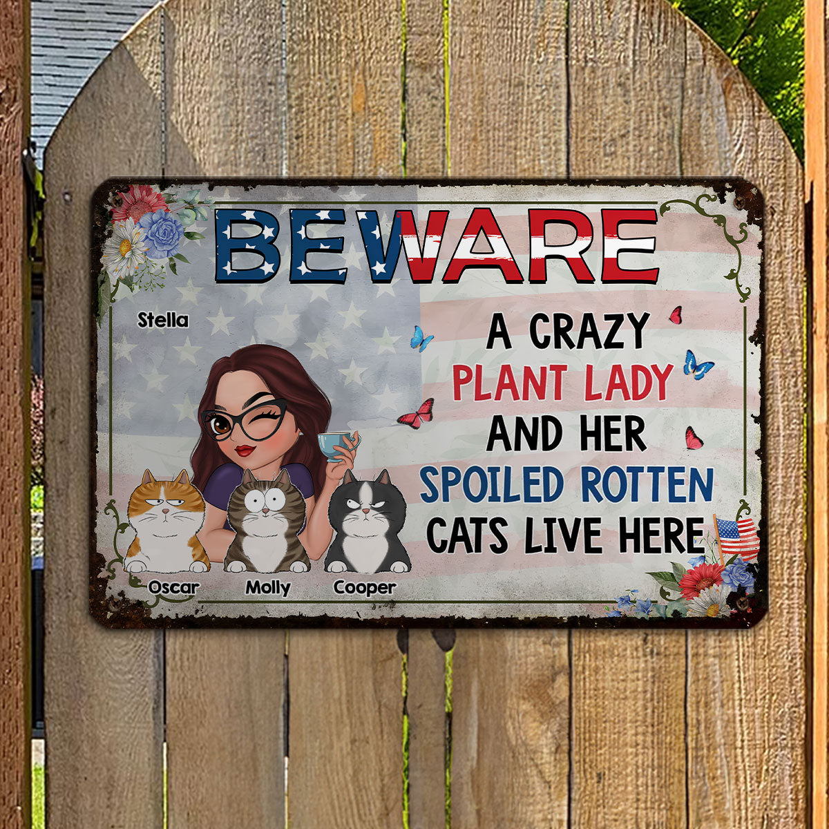 A Crazy Plant Lady And Her Cats - Stunning Personalized Custom Metal Sign for Home and Office