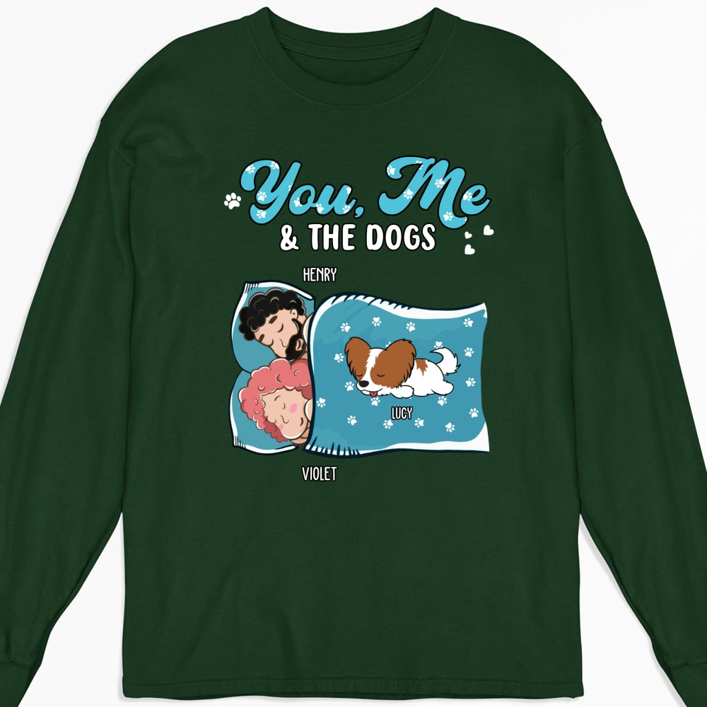 Personalized Custom Long Sleeve Sleepshirt - You, Me, and the Dogs - Ideal Gift for Pet Lovers