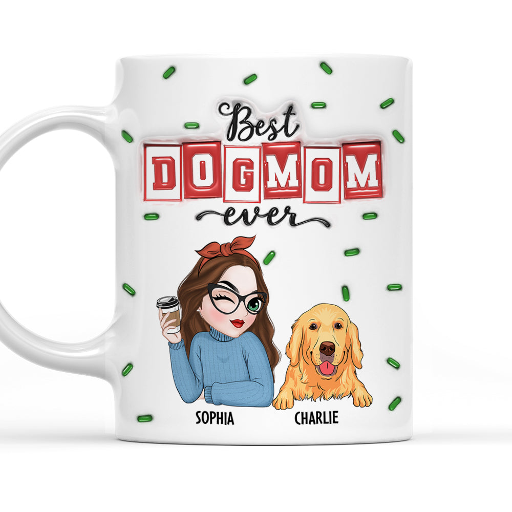 Best Ever Personalized Custom 3D Inflated Effect Ceramic Mug for Dog Moms