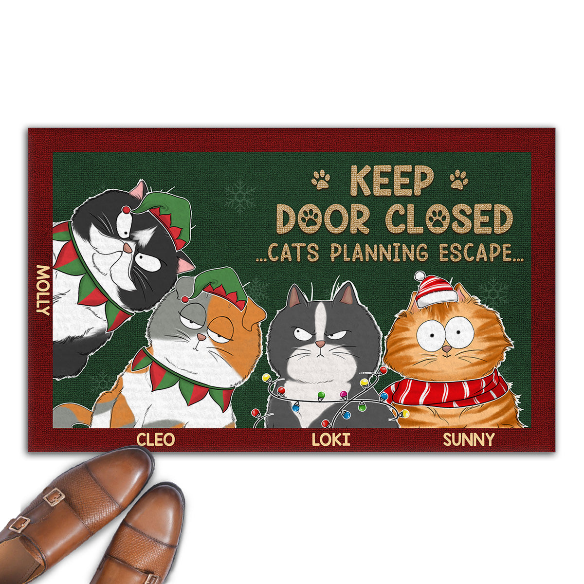 Personalized Christmas Custom Doormat - Keep Door Closed for Pet Lovers