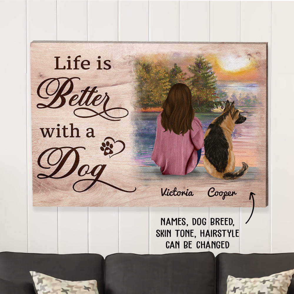 Life Is Better With Dog - Exclusive Personalized Custom Canvas for Pet Lovers