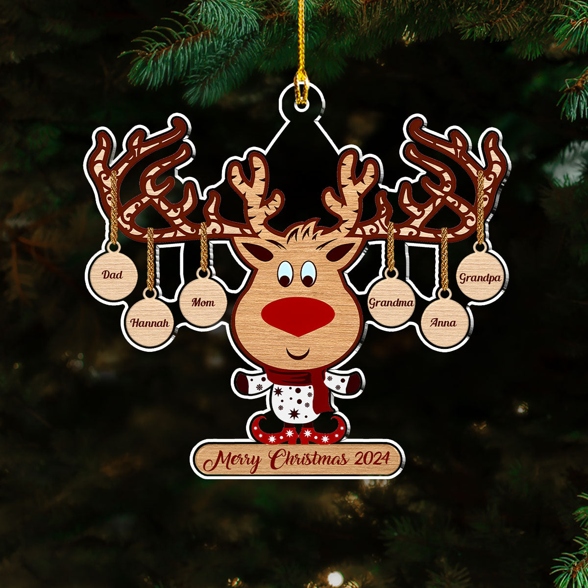 Sweet Family - Exquisitely Personalized Custom Acrylic Christmas Ornament (4' Diameter, 0.2' Thickness)