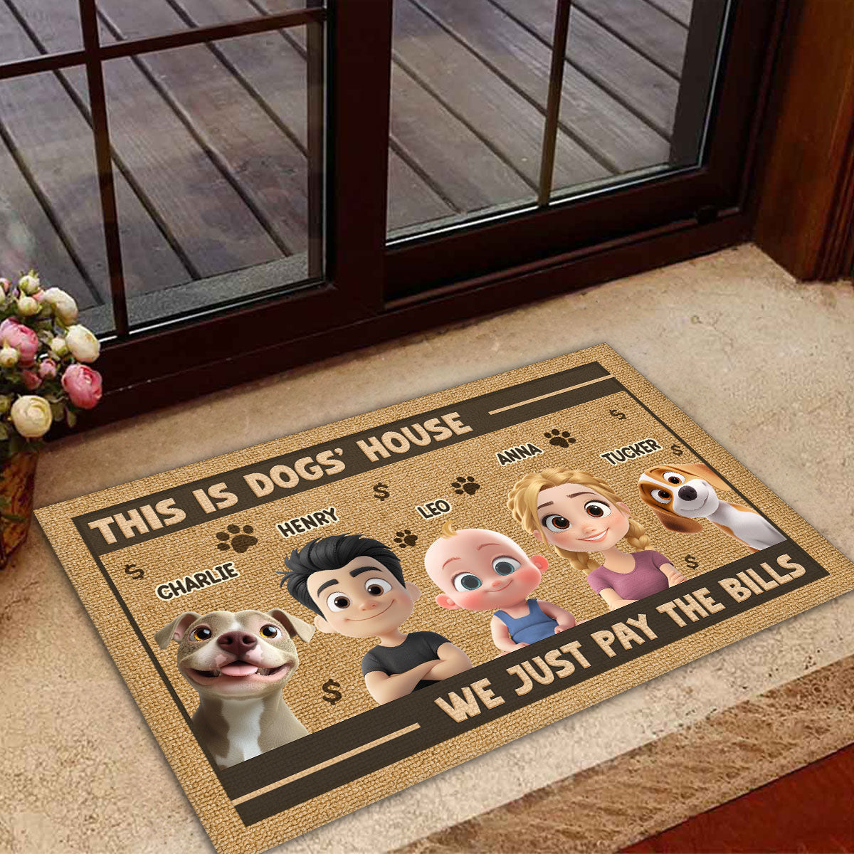 Pay The Bills - Personalized Custom Pet Picture Doormat with Multiple Sizes and Quality Options