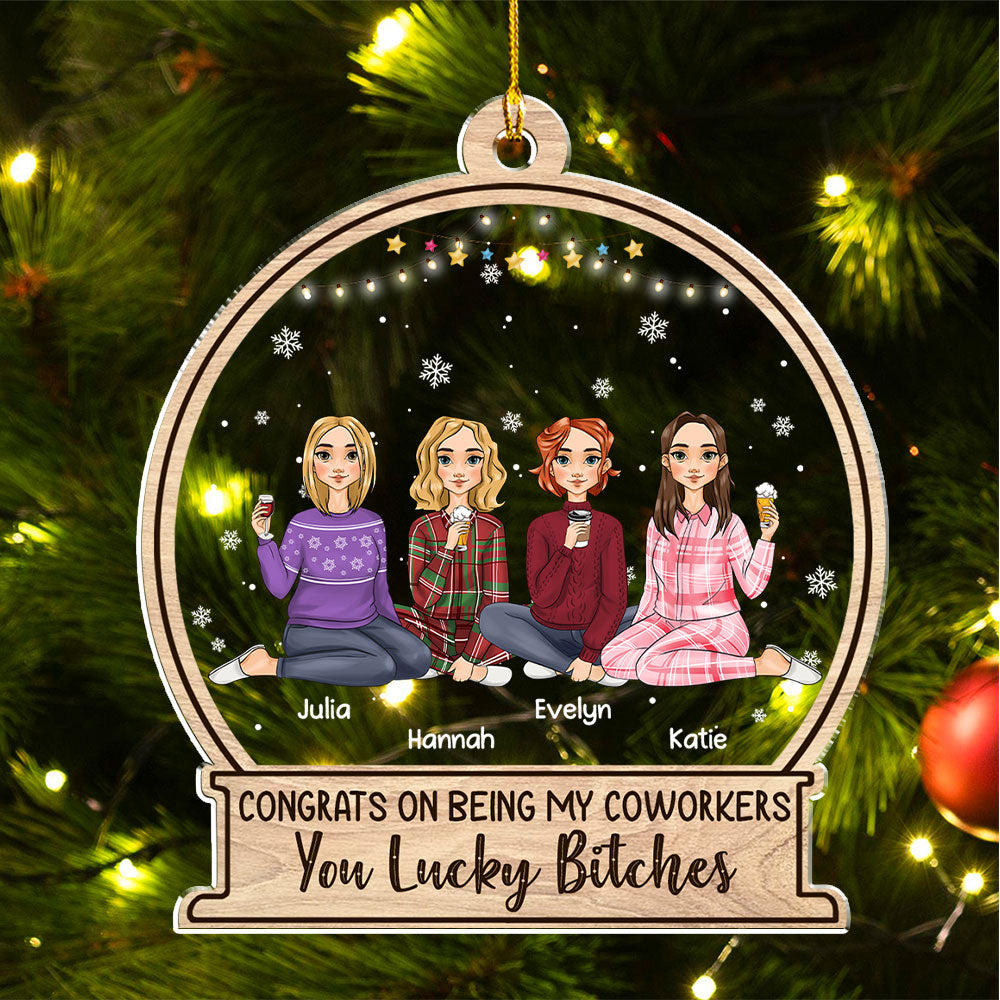Bestie You Lucky - Unique Personalized Custom Acrylic Christmas Ornament with 4' Diameter