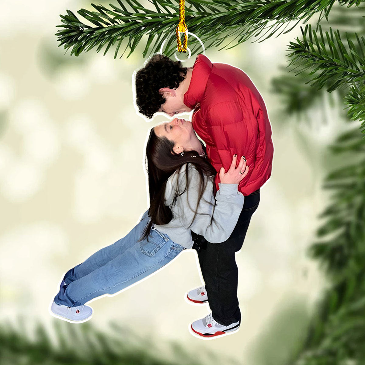 Funny Couple Moment - Personalized Custom 4' Diameter 0.2' Thickness Acrylic Christmas Ornament
