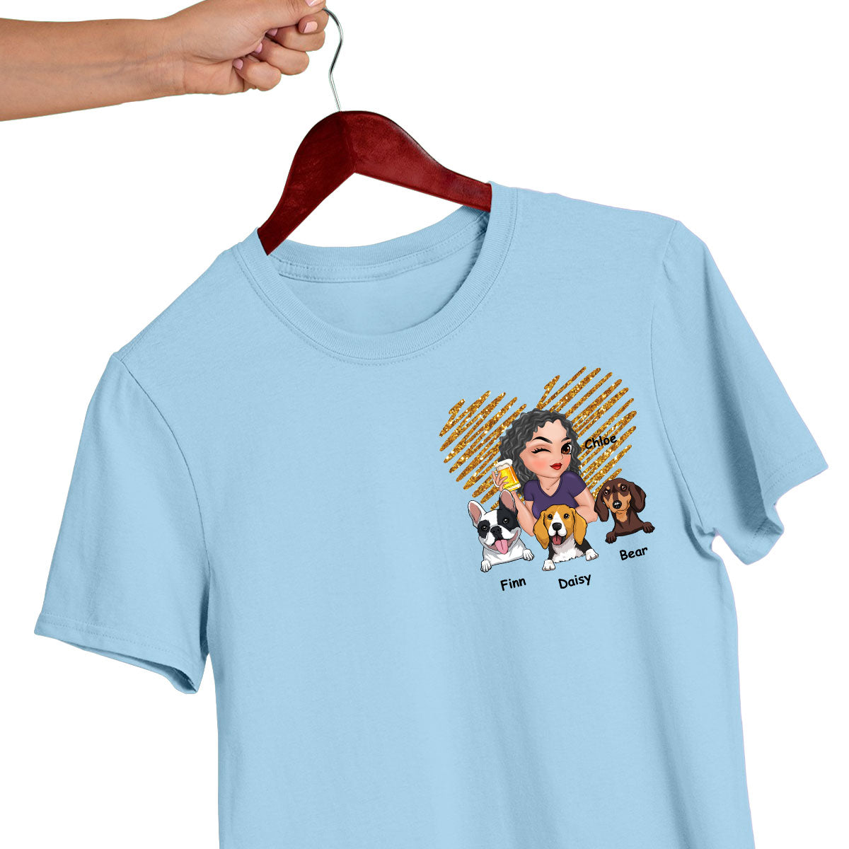 Dog Mama - Customizable Personalized Back and Front Printed Unisex 5.3 oz T-Shirt