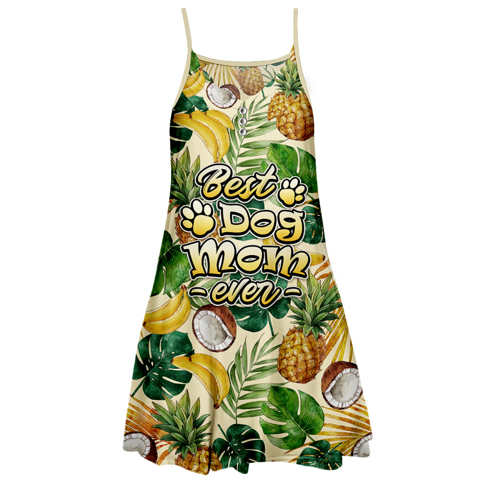 Stylish Best Dog Mom Fruit Print Strap Dress for Pet Lovers