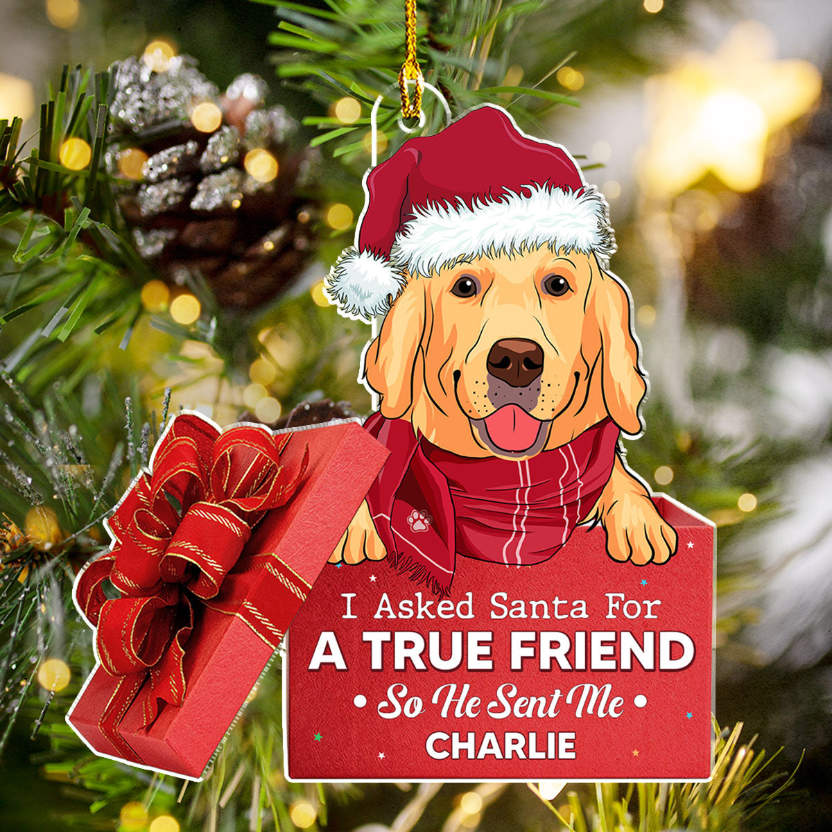 A True Friend - Exquisite Personalized Custom Acrylic Christmas Ornament with 4' Diameter