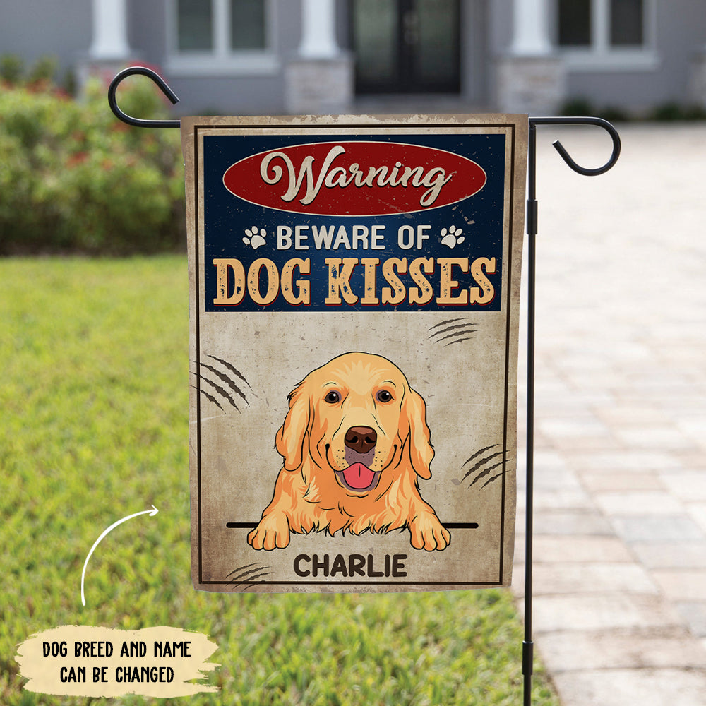 Customizable Personalized Dog Kisses Garden Flag in 12' x 18' and 28' x 40' Sizes