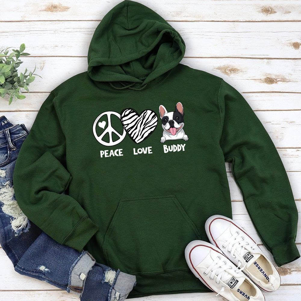 Peace And Love - Personalized Custom Unisex 8.0 oz Hoodie for Pet Lovers