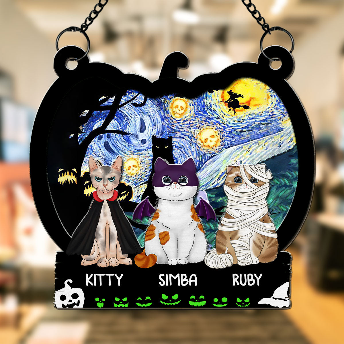 Cats Witch - Exquisitely Personalized Custom Acrylic Suncatcher for Home Decor