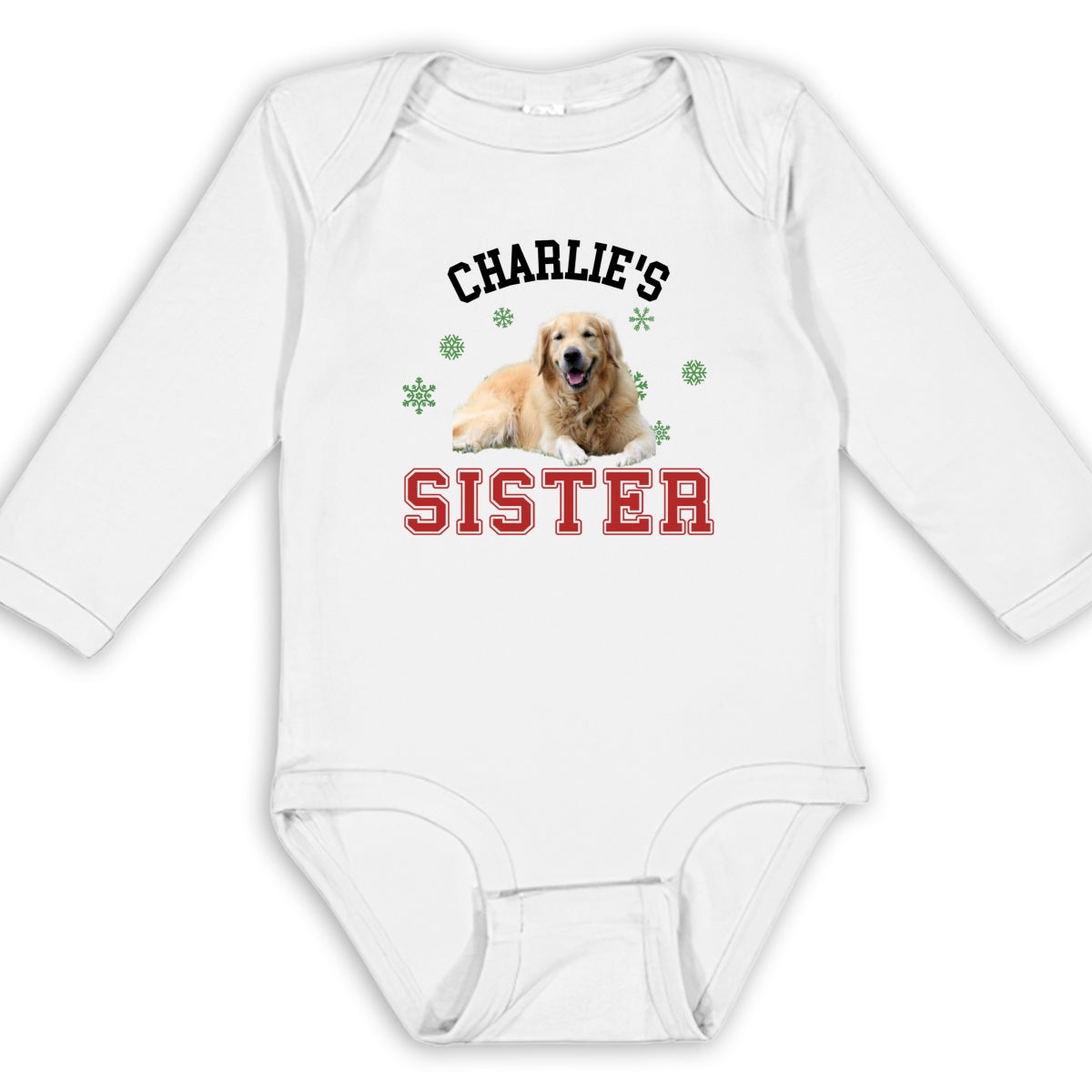 Personalized Custom Long Sleeve Baby Onesie for Baby Dog Brother and Sister Photos