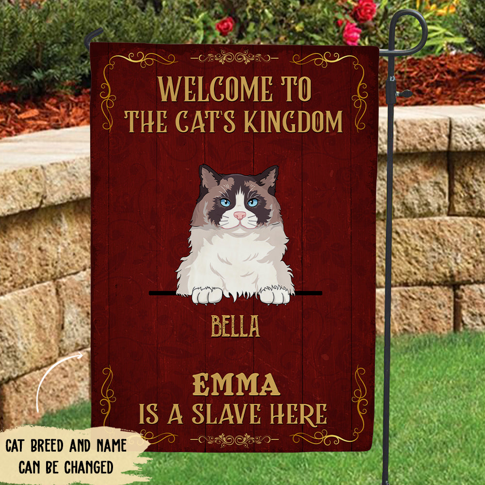 Welcome To The Cat Kingdom - Personalized Custom Garden Flag - Ideal Gift for Cat Lovers