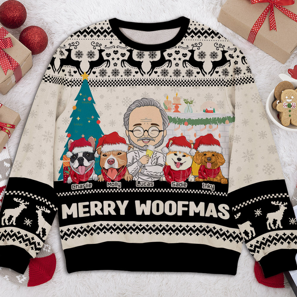 Dog Servant Pawlidays - Customizable All-Over-Print Unisex Sweatshirt for Dog Lovers