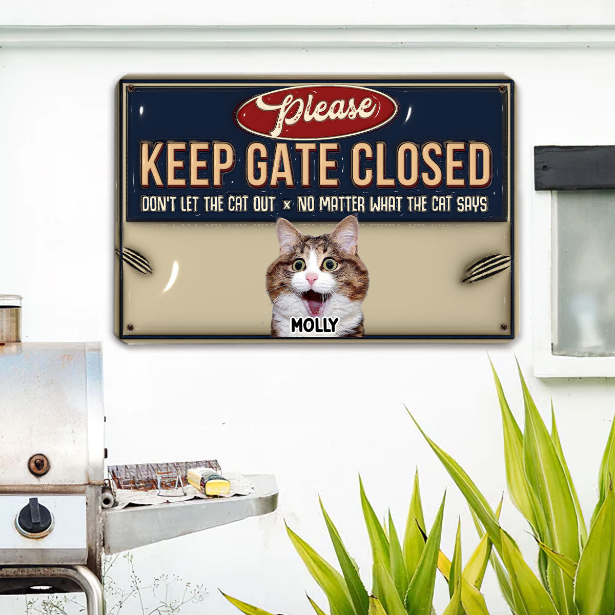 Exclusive Personalized Custom 3D Inflated Effect Metal Sign - Do Not Let The Cats Out Photo