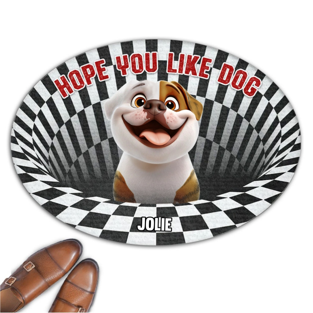 Hope You Like Dogs Cartoon - Personalized Custom Doormat with Three Size Options