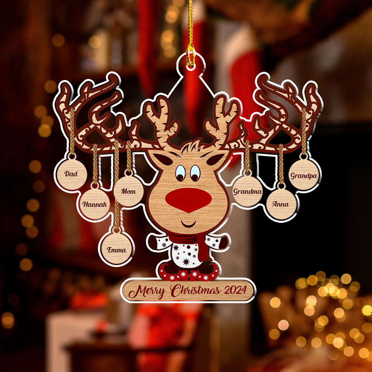 Sweet Family - Exquisitely Personalized Custom Acrylic Christmas Ornament (4' Diameter, 0.2' Thickness)