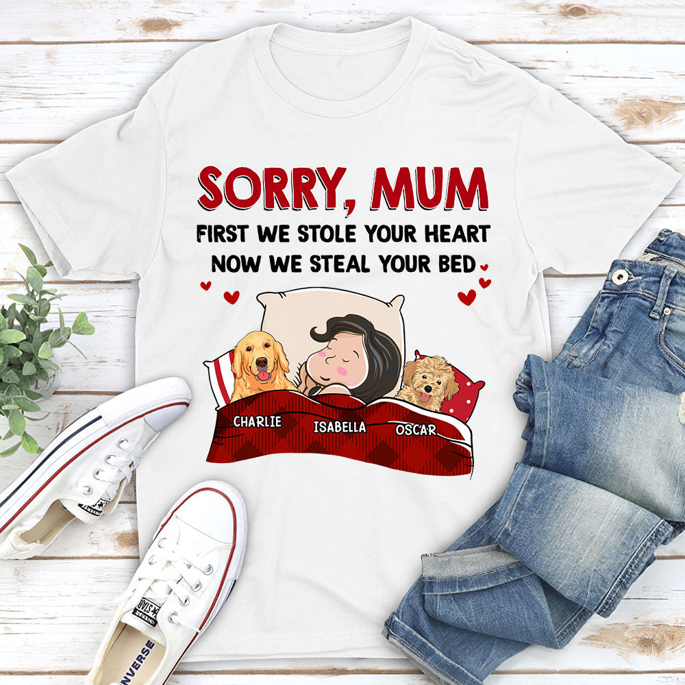 Sorry For Stealing Your Bed - Personalized Custom Unisex 5.3 oz T-shirt for Pet Lovers