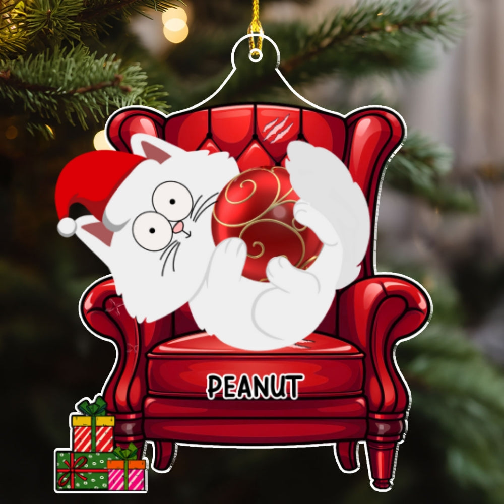 Funny Personalized Custom Christmas Cat Acrylic Ornament