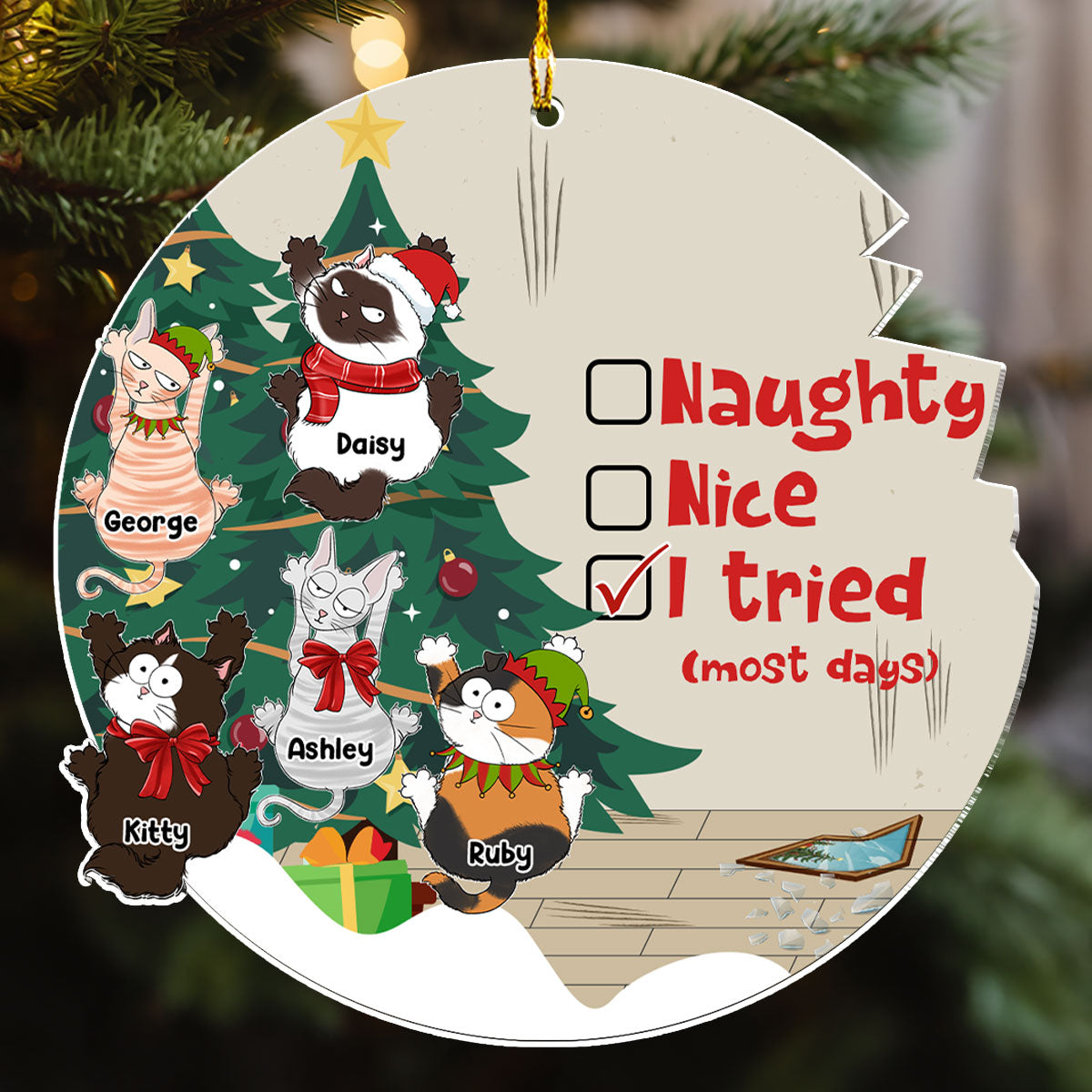 Naughty Or Nice - Exquisite Personalized Custom Acrylic Christmas Ornament