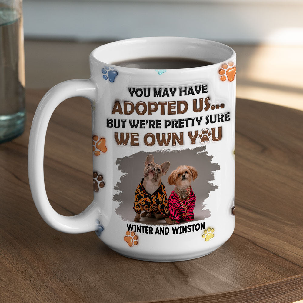 Personalized Custom 3D Inflated Effect Mug with Adopted Dogs Photo - 11oz High - Quality Ceramic