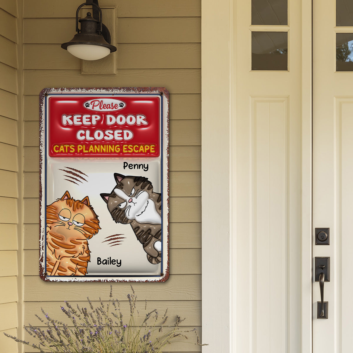 Cats Planning Escape 2 - Premium Personalized Custom 3D Inflated Effect Metal Sign for Home and Office Decor
