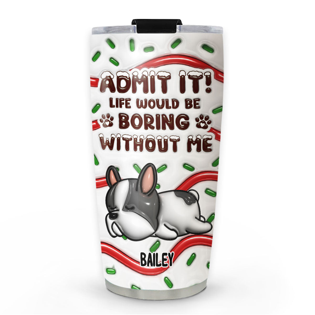 Admit It Cake - Customizable 3D Inflated Effect 20oz Personalized Tumbler for Sports, Travel & More