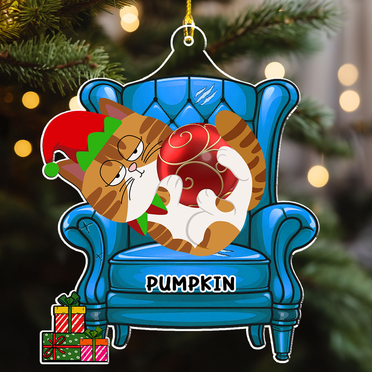Funny Personalized Custom Christmas Cat Acrylic Ornament